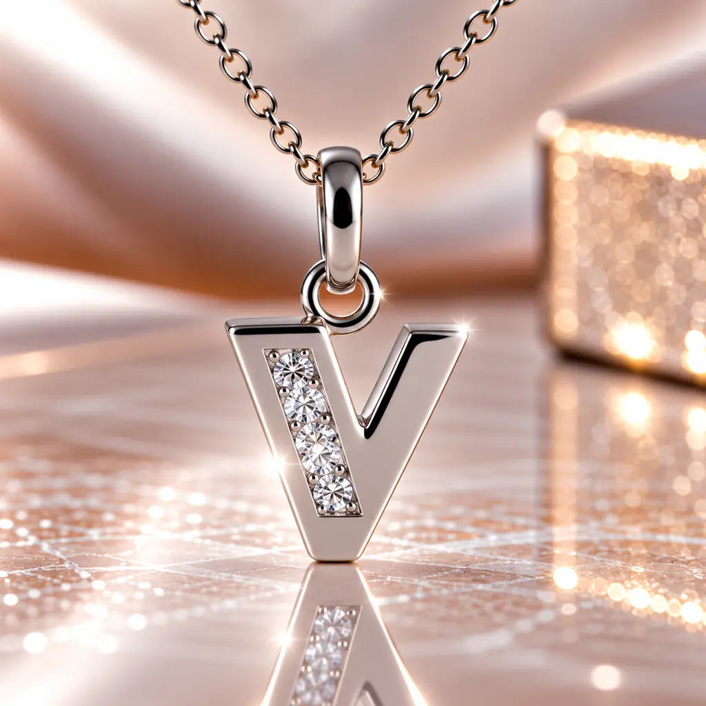 Mini-Buchstabenkette Damen 925 Sterling Silber mit Geburtsstein & Zirkonia - 45cm