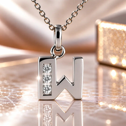 Mini-Buchstabenkette Damen 925 Sterling Silber mit Geburtsstein & Zirkonia - 45cm
