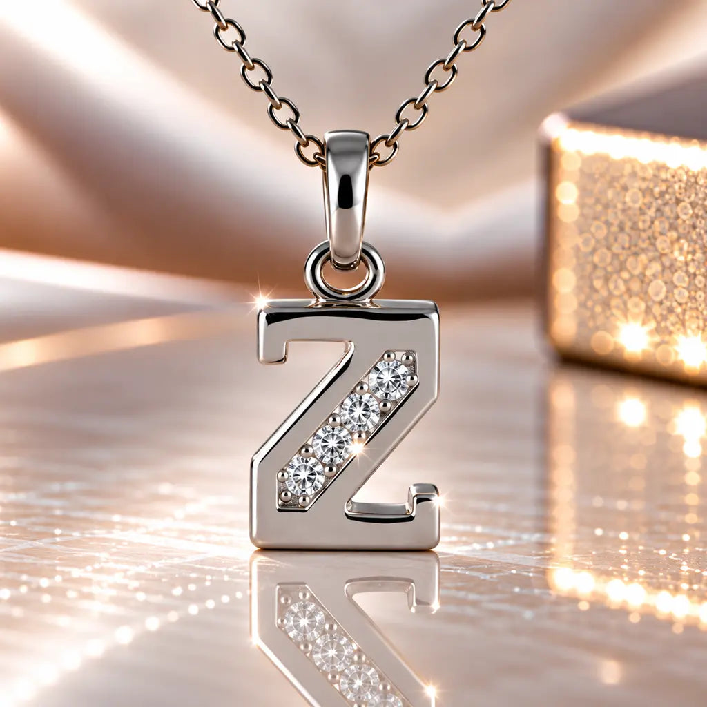 Mini-Buchstabenkette Damen 925 Sterling Silber mit Geburtsstein & Zirkonia - 45cm