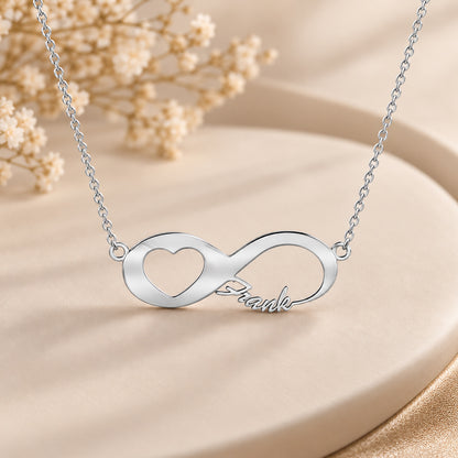 Infinity Namenskette mit Herz - 925 Sterling Silber - Silber | Vergoldet | Rosévergoldet mit Wunschname