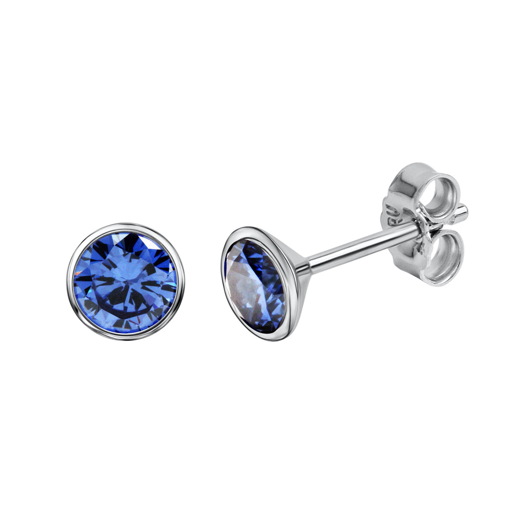 Ohrstecker 925 Sterling Silber rhodiniert Zirkonia 5mm - verschiedene Farben