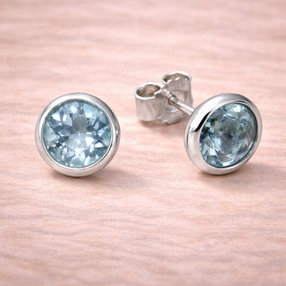 Damen Ohrstecker 925 Sterling Silber rhodiniert Edelstein 7,5mm - verschiedene Farben