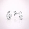 Damen Ohrstecker 925 Sterling Silber matt/glanz mit 2 weißen Zirkonia - 0,8cm