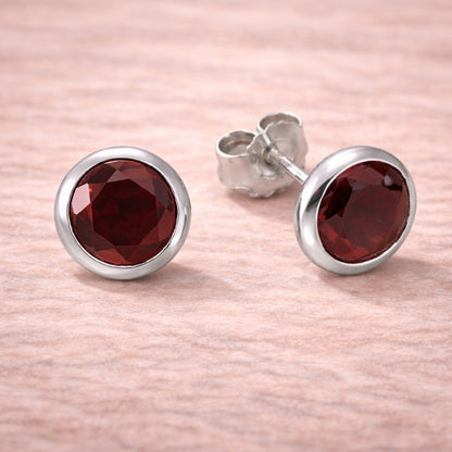 Damen Ohrstecker 925 Sterling Silber rhodiniert Edelstein 7,5mm - verschiedene Farben