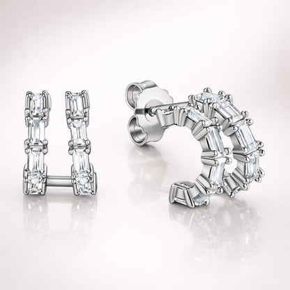 Damen Ohrstecker 925 Sterling Silber Zirkonia Halbcreolen 11mm - vergoldet oder rhodiniert