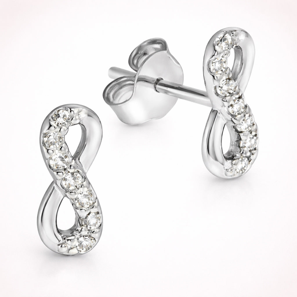 Damen Ohrstecker 925 sterling Silber Infinity Zirkonia - 10mm