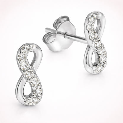 Damen Ohrstecker 925 sterling Silber Infinity Zirkonia - 10mm