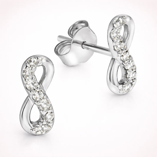 Damen Ohrstecker 925 sterling Silber Infinity Zirkonia - 10mm