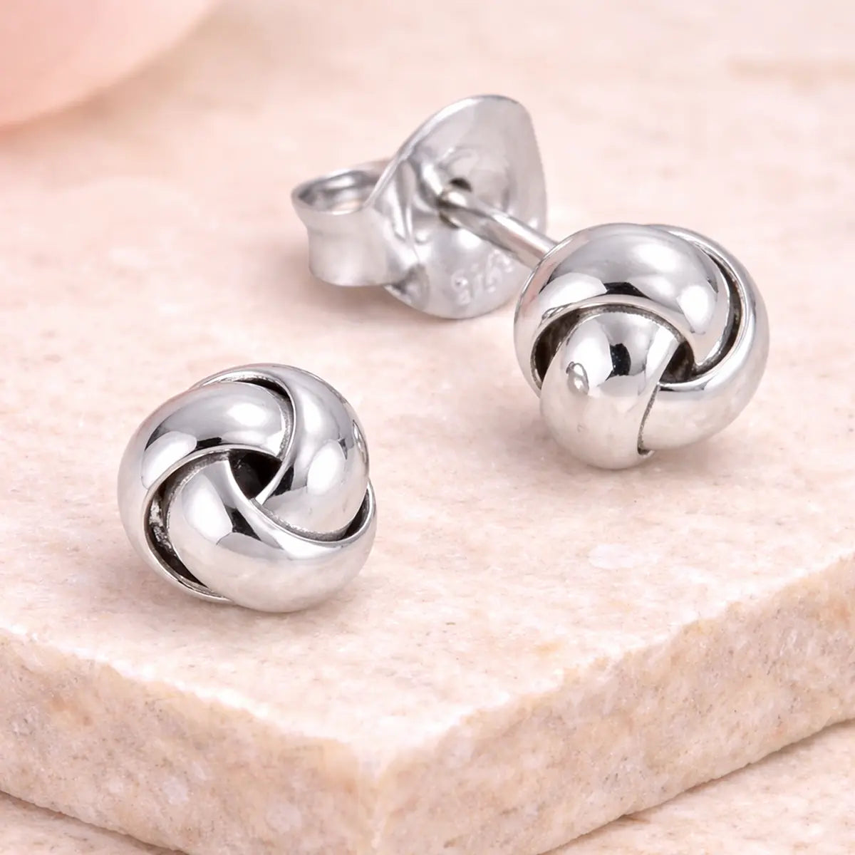 Ohrstecker Damen 925 Sterling Silber Silber Knoten - 6mm
