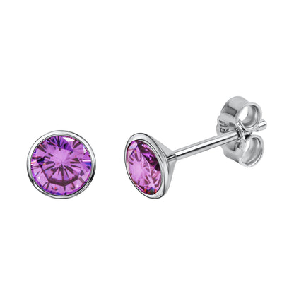 Ohrstecker 925 Sterling Silber rhodiniert Zirkonia 5mm - verschiedene Farben