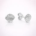 Damen Ohrstecker 925 Sterling Silber Muschel rhodiniert 9mm