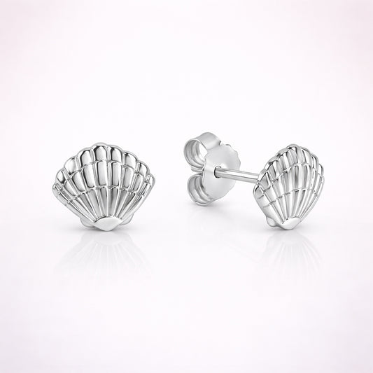 Damen Ohrstecker 925 Sterling Silber Muschel rhodiniert 9mm