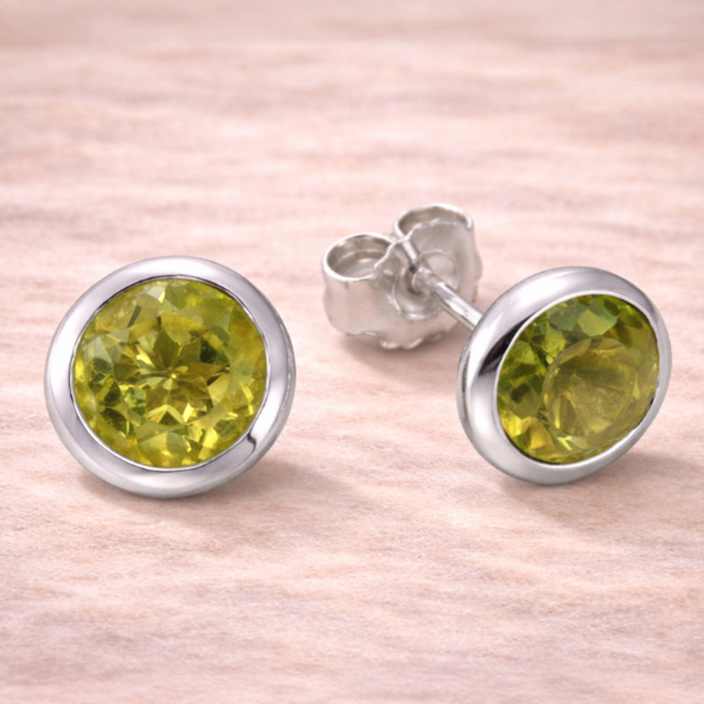 Damen Ohrstecker 925 Sterling Silber rhodiniert Edelstein 7,5mm - verschiedene Farben