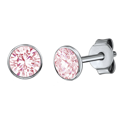 Ohrstecker 925 Sterling Silber rhodiniert Zirkonia 5mm - verschiedene Farben