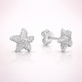 Damen Ohrstecker 925 Sterling Silber rhodiniert Seestern strukturiert - 8mm