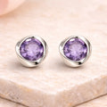 Ohrstecker Damen 925 Sterling Silber rhodiniert Amethyst lila - 5mm