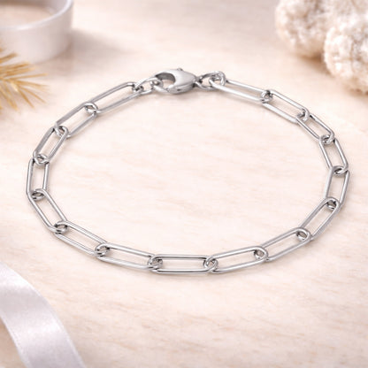 Paperclip-Armband 925 Sterling Silber 19cm oder 21cm - rhodiniert oder vergoldet