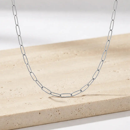 Gliederkette Damen 925 Sterling Silber rhodiniert Paperclip Stil - verschiedene Längen
