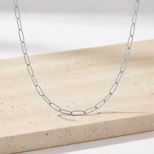 Gliederkette Damen 925 Sterling Silber rhodiniert Paperclip Stil - verschiedene Längen