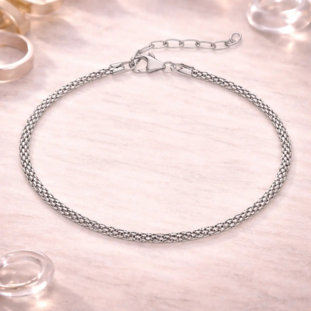 Damen Armband 925 Sterling Silber Popcornarmband - 18cm
