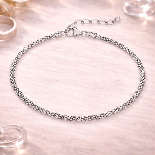 Damen Armband 925 Sterling Silber Popcornarmband - 18cm