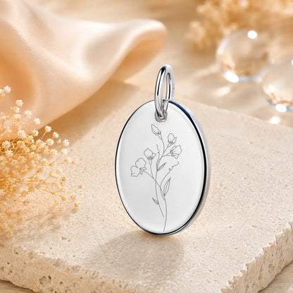 Anhänger Damen 925 Sterling Silber rhodiniert Geburtsblume Gravur - 15mm