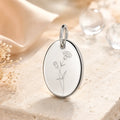 Anhänger Damen 925 Sterling Silber rhodiniert Geburtsblume Gravur - 15mm