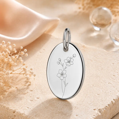 Anhänger Damen 925 Sterling Silber rhodiniert Geburtsblume Gravur - 15mm