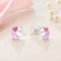 Ohrstecker Kinder 925 Sterling Silber rhodiniert Lack Elefant Zirkonia - 7,4mm