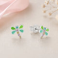 Ohrstecker Kinder 925 Sterling Silber rhodiniert Libelle Zirkonia bunt - 7,2mm