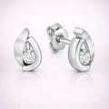 Damen Ohrstecker 925 Sterling Silber rhodiniert Glanz/Matt mit Zirkonia - 0,8cm