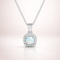 Damen Collier 925 Sterling Silber rhodiniert synthetischer Opal Zirkonia - 45cm