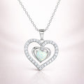 Damen Collier 925 Sterling Silber rhodiniert Herz synthetisch Opal Zirkonia - 45cm