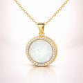 Damen Collier 925 Sterling Silber vergoldet synthetischer Opal Zirkonia rund - 45cm