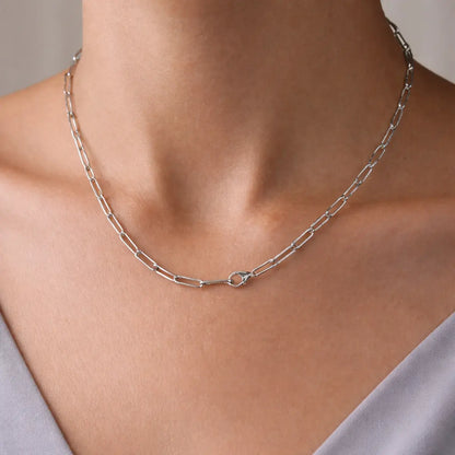 Gliederkette Damen 925 Sterling Silber rhodiniert Paperclip Stil - verschiedene Längen