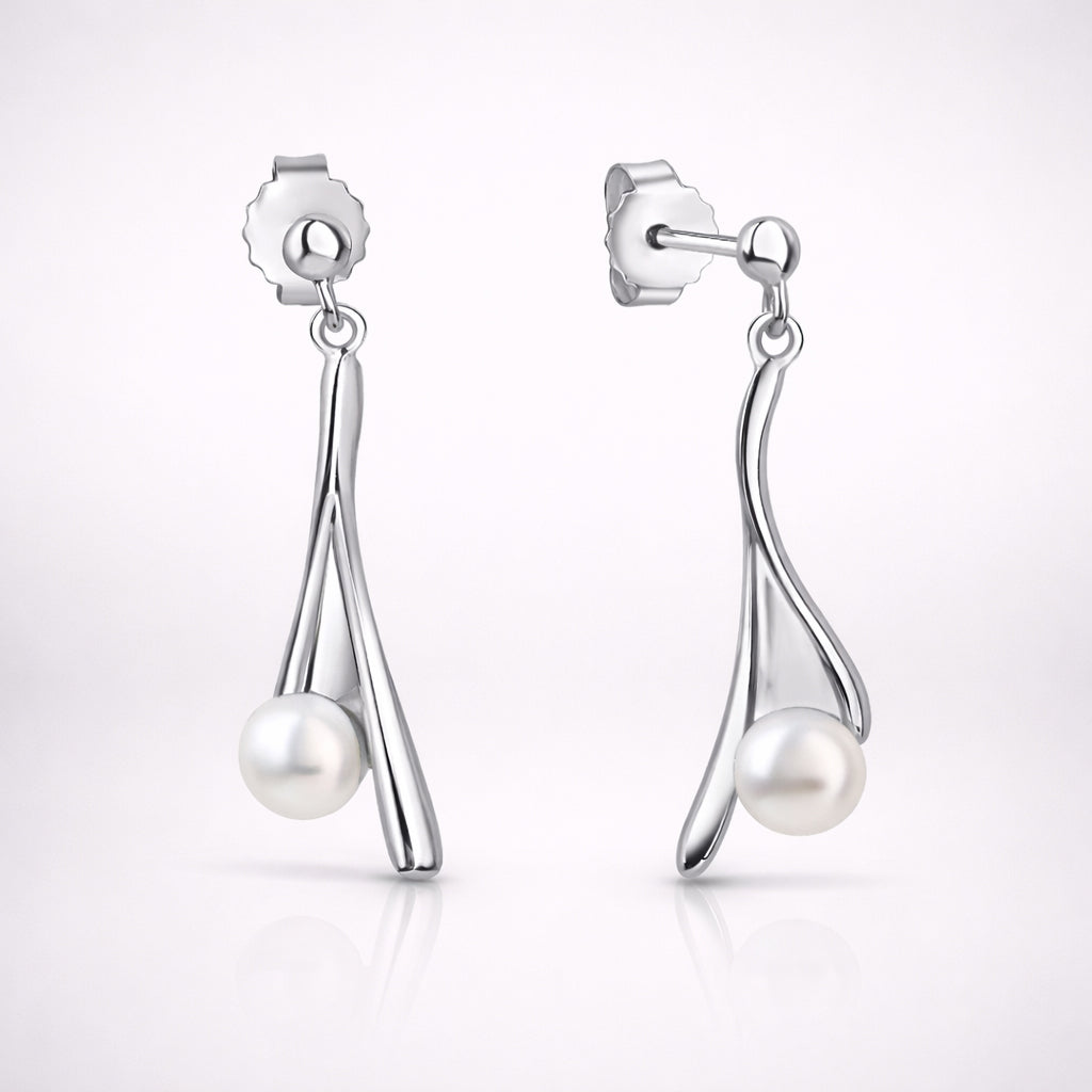 Damen Ohrstecker 925 Sterling Silber rhodiniert mit Süßwasserzuchtperlen - 1,8cm