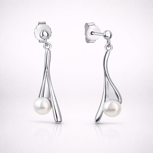 Damen Ohrstecker 925 Sterling Silber rhodiniert mit Süßwasserzuchtperlen - 1,8cm