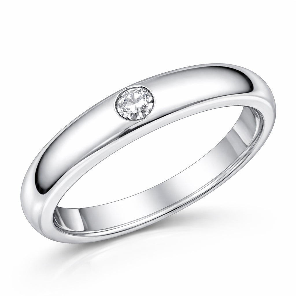 Taufring 925 Sterling Silber rhodiniert mit Diamant Saphir oder Rubin - 12mm