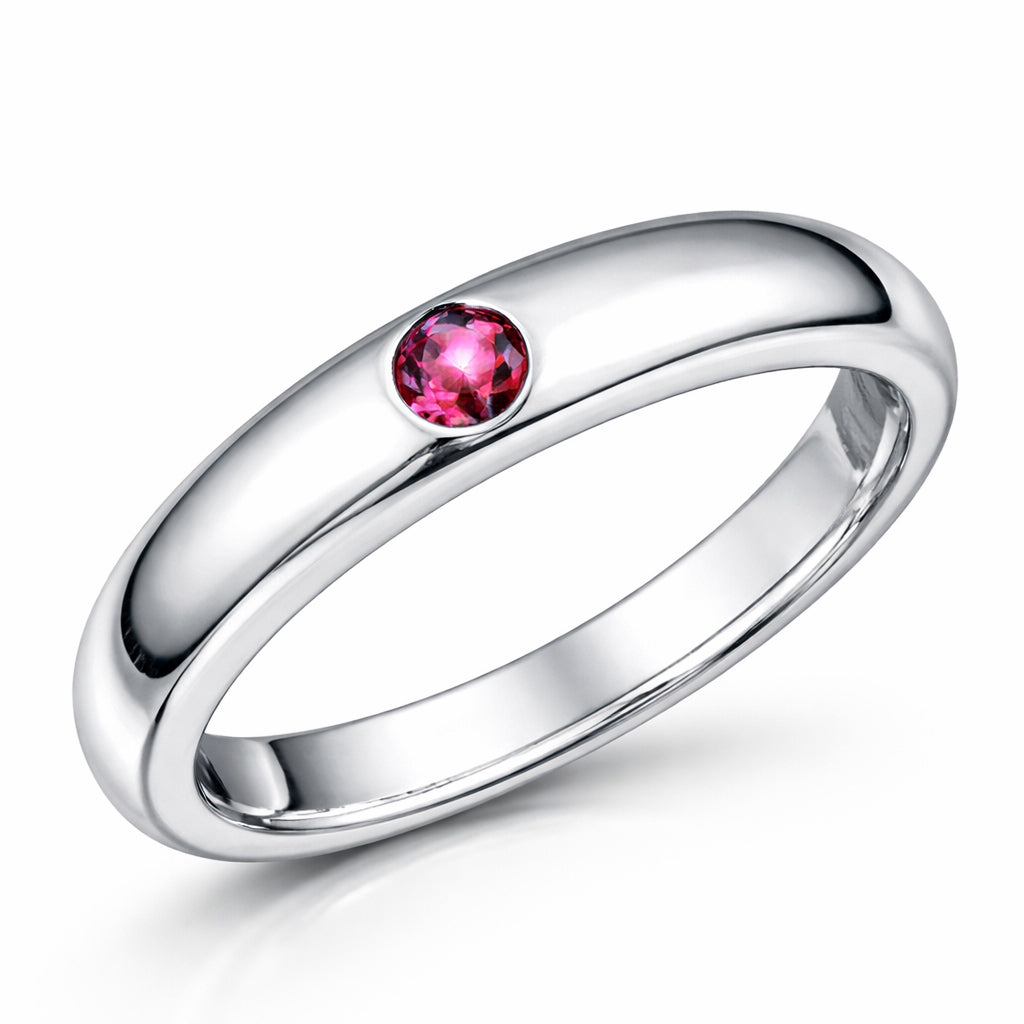 Taufring 925 Sterling Silber rhodiniert mit Diamant Saphir oder Rubin - 12mm