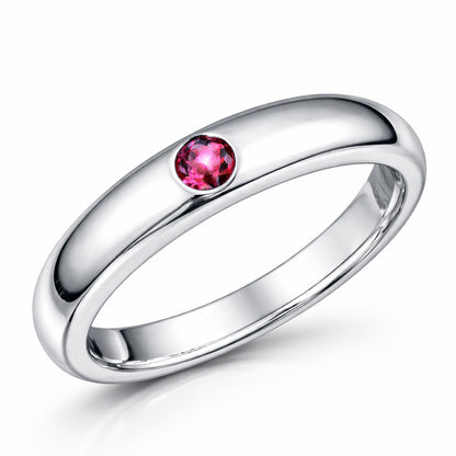 Taufring 925 Sterling Silber rhodiniert mit Diamant Saphir oder Rubin - 12mm