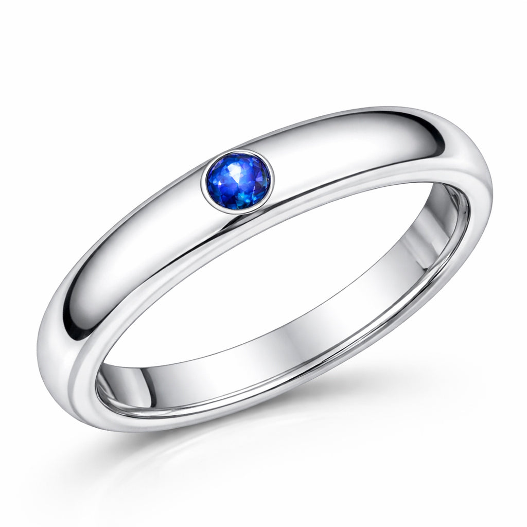 Taufring 925 Sterling Silber rhodiniert mit Diamant Saphir oder Rubin - 12mm