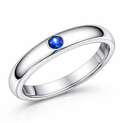 Taufring 925 Sterling Silber rhodiniert mit Diamant Saphir oder Rubin - 12mm
