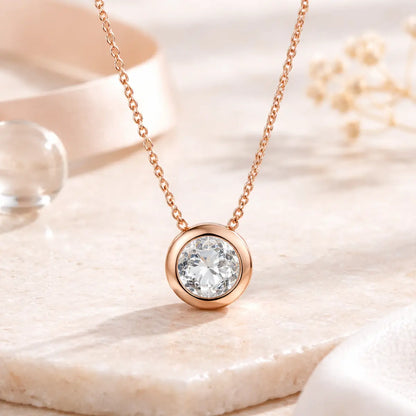 Halskette mit Anhänger rund 10,5mm Damen 925 Sterling Silber Zirkonia - verschiedene Farben