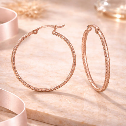 Damen Creolen 925 Sterling Silber diamantiert 30mm - vergoldet oder rhodiniert