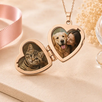 Medaillon Herz Damen 925 Sterling Silber rosévergoldet für 2 Fotos Herzanhänger zum Öffnen - optional mit Ankerkette