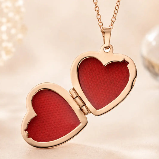 Medaillon Herz Damen 925 Sterling Silber rosévergoldet für 2 Fotos Herzanhänger zum Öffnen - optional mit Ankerkette