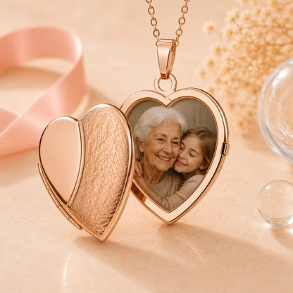 Herz Medaillon Damen 925 Sterling Silber rosévergoldet teil-mattiert für 2 Fotos Fotoanhänger zum Öffnen - optional mit Ankerkette