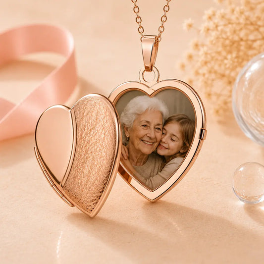 Herz Medaillon Damen 925 Sterling Silber rosévergoldet teil-mattiert für 2 Fotos Fotoanhänger zum Öffnen - optional mit Ankerkette
