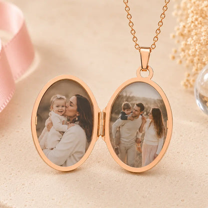 Medaillon oval Damen 925 Sterling Silber rosévergoldet Blumenmuster für 2 Fotos Fotoanhänger zum Öffnen - optional mit Ankerkette