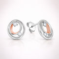 Damen Ohrstecker 925 Sterling Silber rhodiniert & rosévergoldet mit 4 Zirkonia - 1,2cm